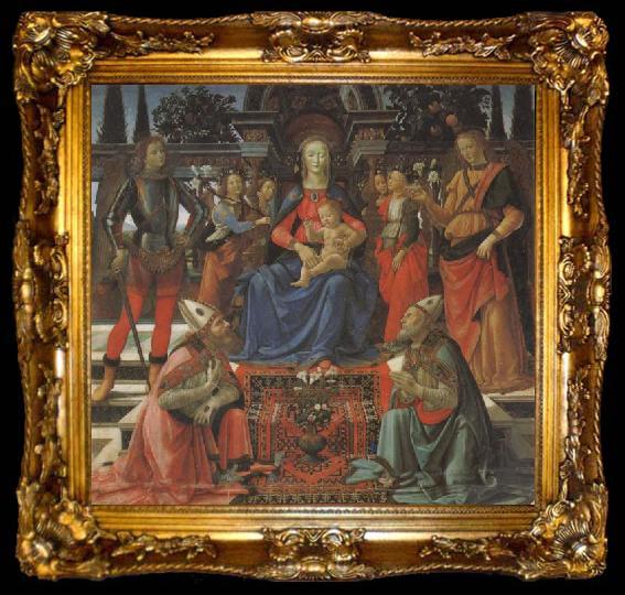 framed  Domenico Ghirlandaio Madonna and Child Enthroned with Four Angels,the Archangels Michael and Raphael,and SS.Giusto and Ze-nobius, ta009-2